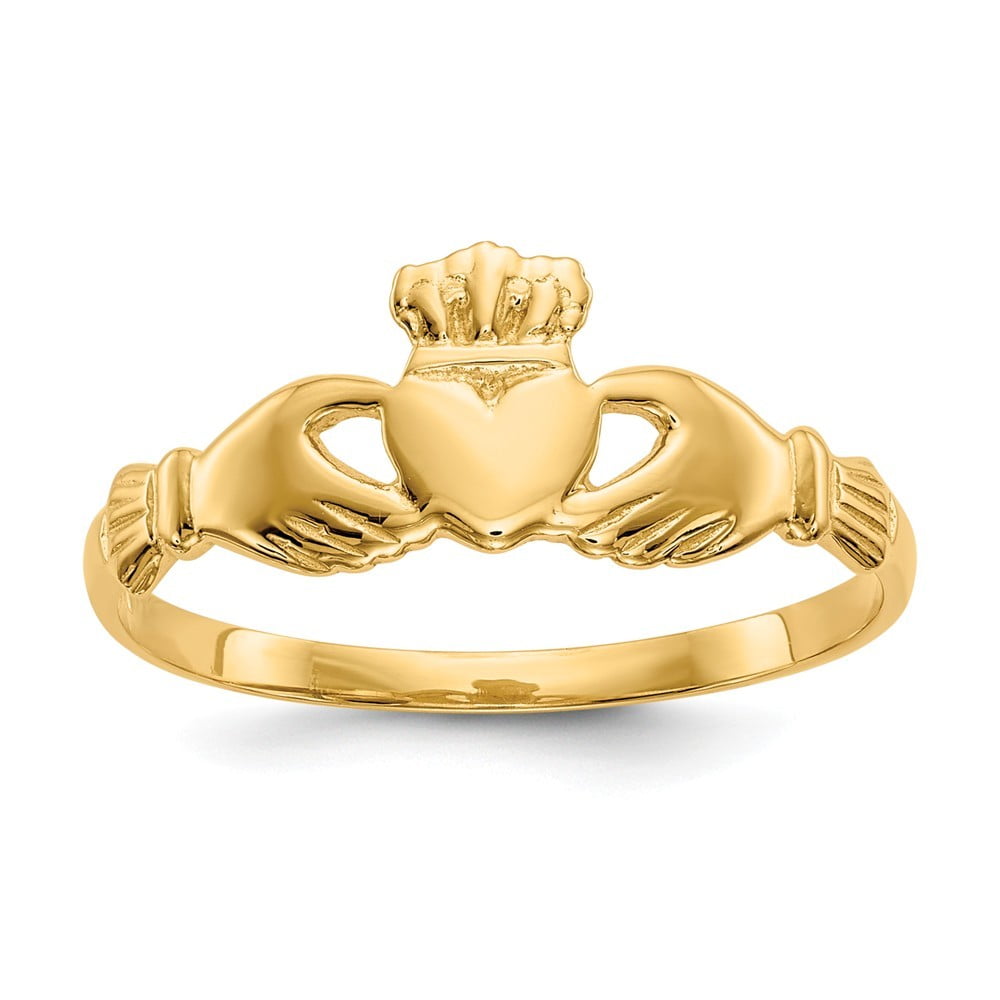 14k Yellow Gold Ladies Claddagh Ring D3108 Size 6