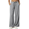 thumbnail image 2 of Vixolx Baggy Sweatpants for Women Straight Stretchy Solid Color Casual Sports Trousers Wide Leg Pants with Pocket, 2 of 6