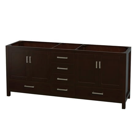Bathroom Vanity Double Sink Chest - Wyndham Collection Sheffield 80 inch Double Bathroom Vanity in Espresso, No Countertop, No Sinks, and Medicine Cabinets