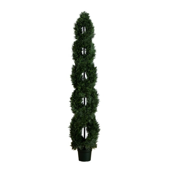 Nearly Natural 7ft. Double Pond Cypress Spiral Topiary UV Resistant (Indoor/Outdoor)
