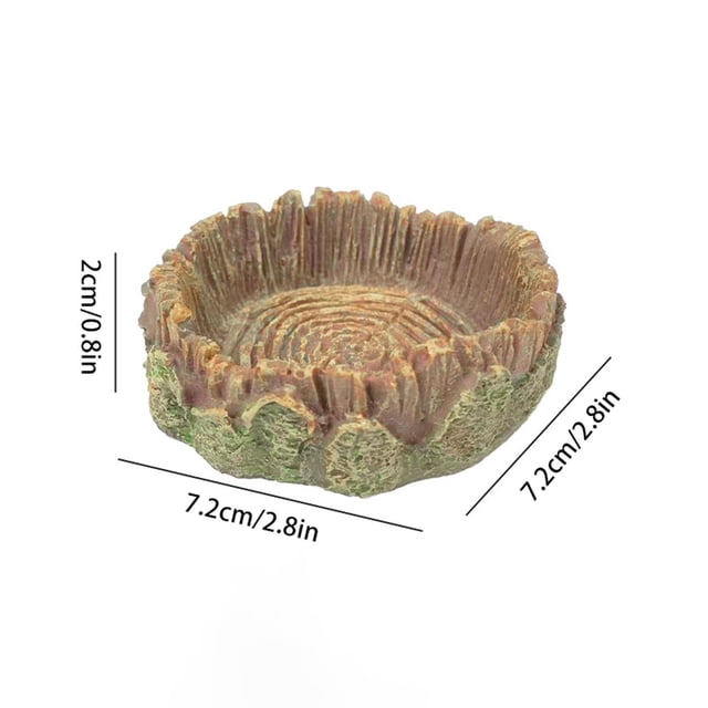Wooden Log Turtle Stand With Integrated Food Bowl And Auto Sipper For And