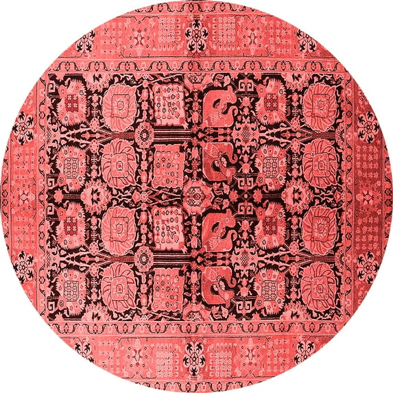 Ahgly Company Indoor Round Oriental Red Industrial Area Rugs, 7' Round