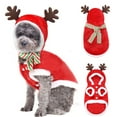 thumbnail image 4 of harmtty Pet Cosplay Costume Antlers Design Dress-up Adorable Cute Pet Dogs Cats Hoodie Scarf Outfit for Christmas, 4 of 8