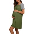 thumbnail image 6 of ZVNAΖH Women's Maternity Nursing Dress, Colorblock Raglan Sleeve Breastfeeding Knee Length Dress with Hidden Zipper for Pregnancy, S-2XL, 6 of 8