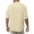 thumbnail image 3 of Frontwalk Men Casual Button Down Tops Henley Collar Fashion Blouse V Neck Beach T Shirts Yellow L, 3 of 3