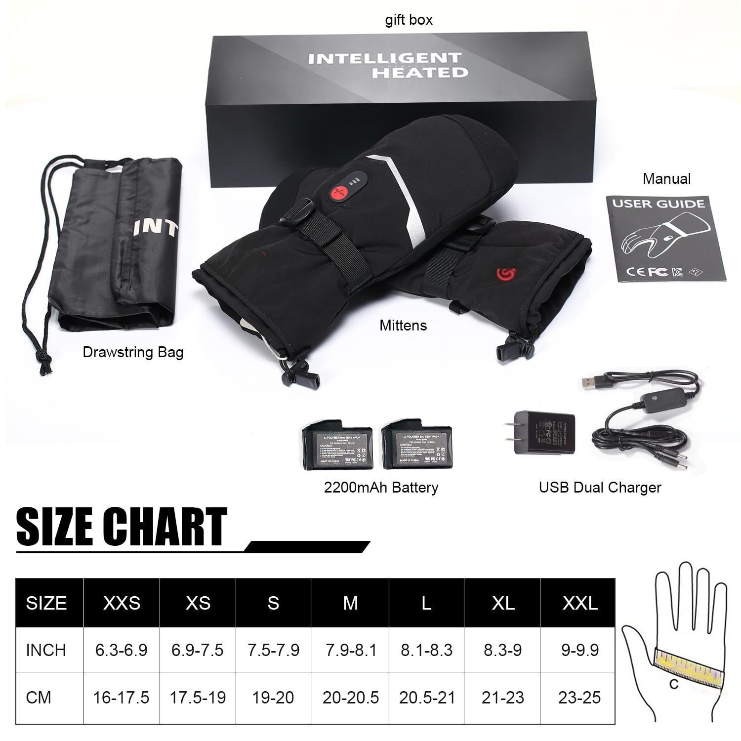 SAVIOR HEAT Heated Ski Gloves, Heated Mittens for Men Women,7.4V Rechargeable Battery Gloves for Skiing Hiking