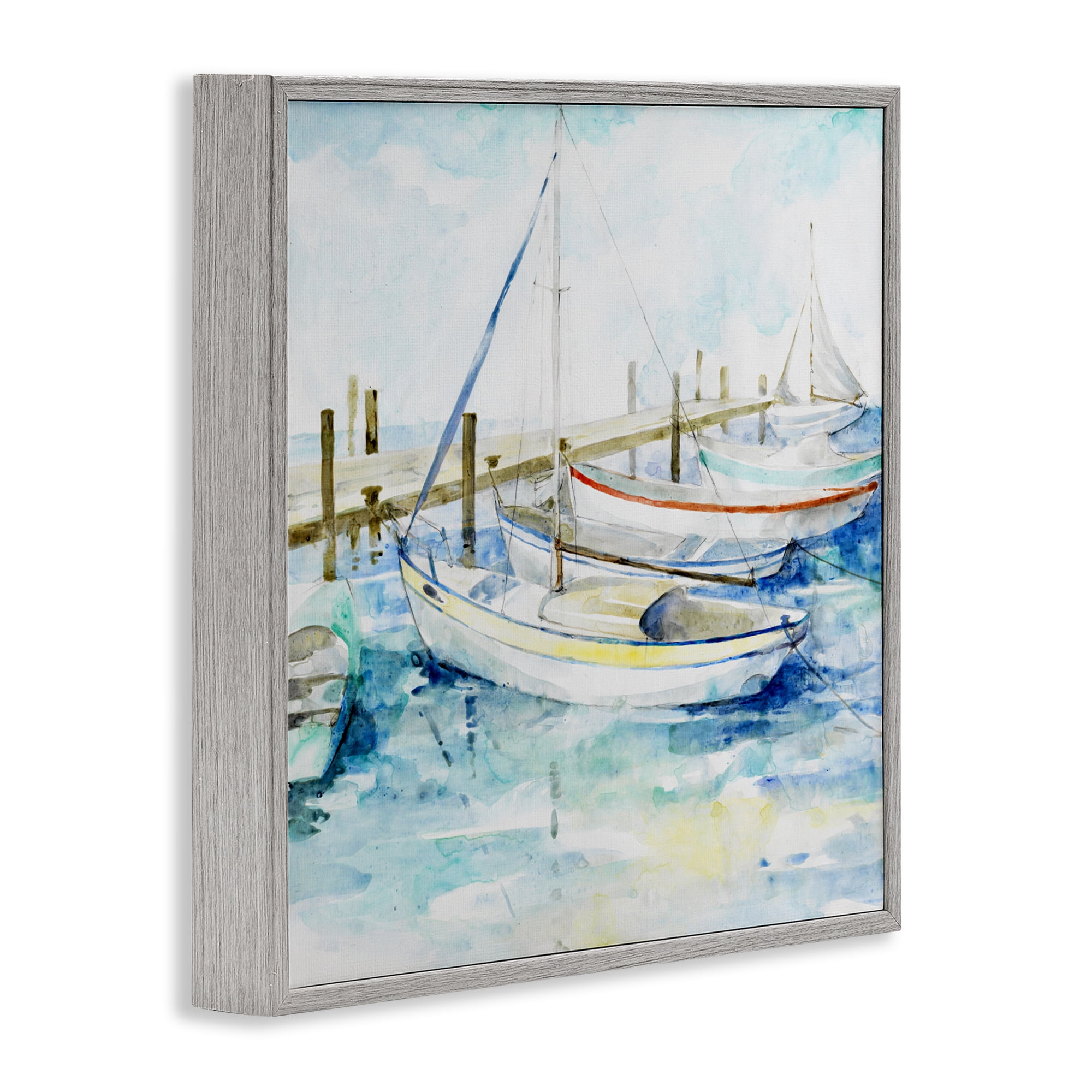 Stupell Industries Docked Sails on Stormy Seas Gray Framed Giclee Art, design by Lorenzo Collective