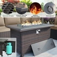 thumbnail image 3 of ALAULM 11 Pcs Patio Furniture Set with 2 Wicker Swivel Chairs & Stainless Steel Gas Fire Pit Table, Brown/Sand, 3 of 8