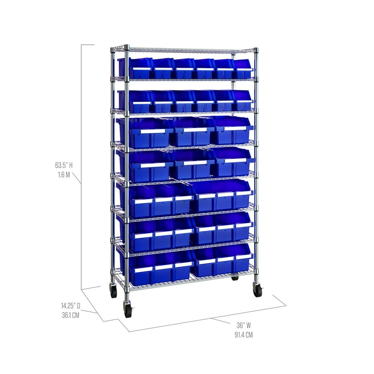 Seville Classics 8-Tier NSF 24-Bin Rack, 36