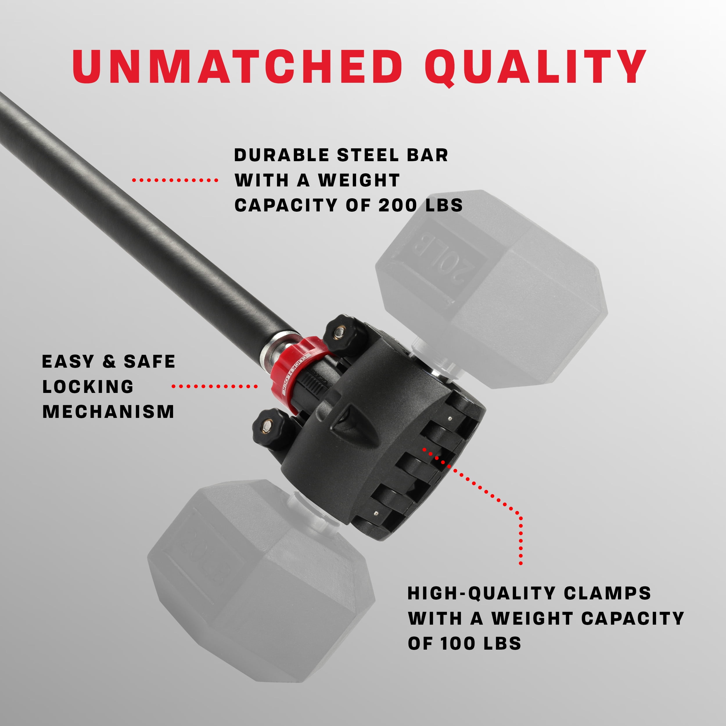 PRCTZ Modular Weightlifting Barbell, Adjustable Dumbbell to Barbell Weight Bar ,Curl Bar, and Macebell Converter, Built-in Resistance Tube Adapter, Up to 200 lb. Capacity