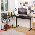 thumbnail image 3 of L Shaped Corner Gaming Desk Computer Desk with Cable Management Matte Black, 3 of 9