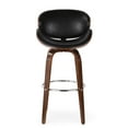 thumbnail image 3 of Mid-century Modern Swivel , 30", Black Upholstery, Walnut Frame 30" Relax Chair, Midnight Black, Finish, 3 of 7