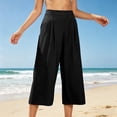 thumbnail image 7 of Enjoytime Womens Capri Pants High Waist Pleated Wide Leg Capris Summer Casual Loose Plus Size Pants with Pockets, 7 of 7