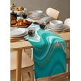 thumbnail image 6 of Teal Waves Abstract Table Runner 72 Inches, Gradient Fluid Water Ripple Bed Runner Dresser Scarves Tabletop for Indoor Outdoor Parties/Ceremony/Banquet, 13" x 72", 6 of 8