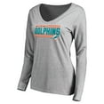 thumbnail image 2 of Women's Ash Miami Dolphins Iconic Collection On Side Stripe Long Sleeve V-Neck T-Shirt, 2 of 3