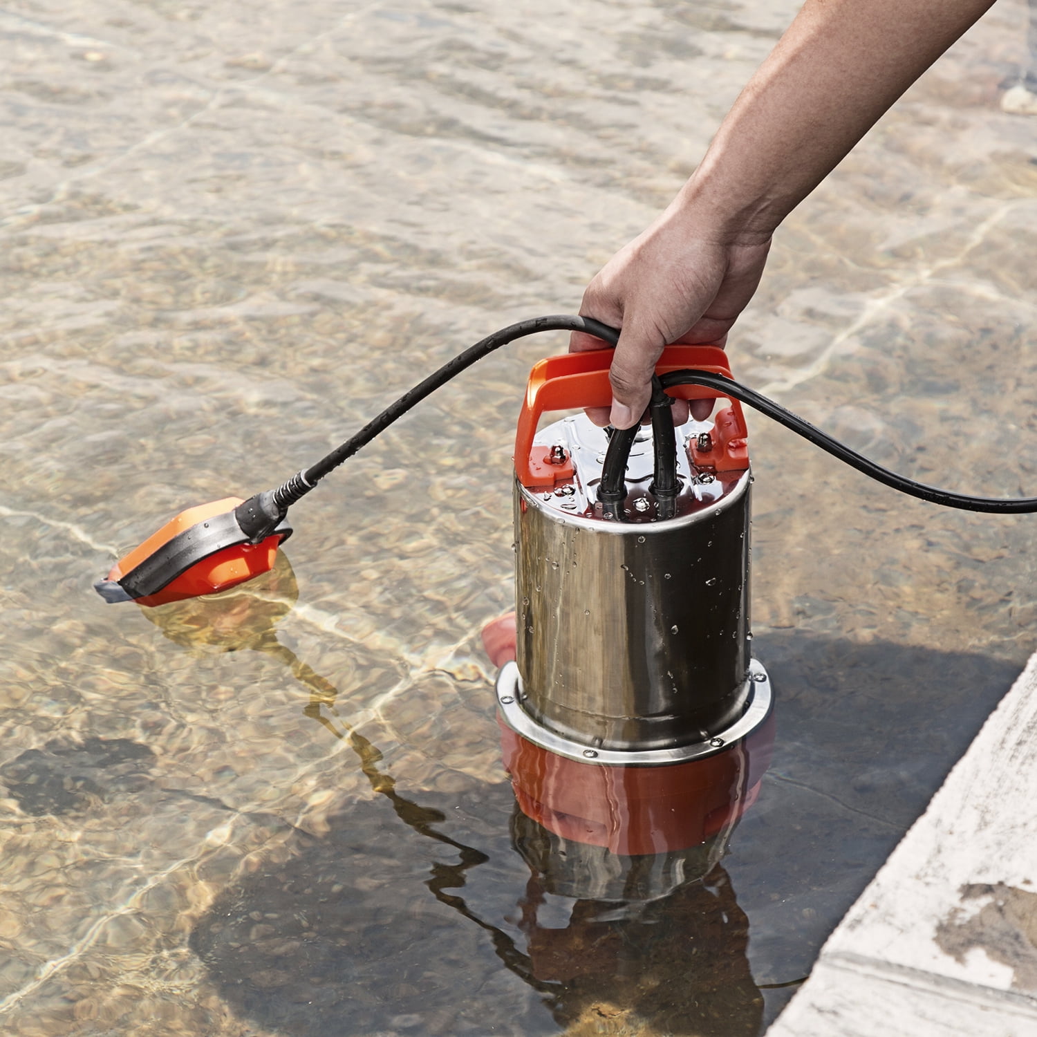 PROSTORMER 1HP Stainless Steel Sump Pump, 3700GPH Submersible Water Pump Clean/Dirty Water Pool Pump with Float Switch for Fresh Water, Mains Water, and Pool Water