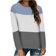 thumbnail image 2 of Timegard Women's Sweatshirt Crew Neck Long Sleeve Color Block Pullover Fall Winter Casual Tunic Tops, 2 of 4