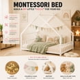 thumbnail image 5 of SESSLIFE Montessori Floor Bed, Twin Size Toddler Bed with Roof and Guardrail, House-Shaped Design, No Box Spring Needed, Toddler Bed Frame for Kids, White, 5 of 9