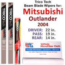 2004 Mitsubishi Outlander Beam Blade Wipers (Set of 3) w/Rear Wiper