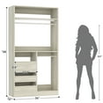 thumbnail image 4 of Homieasy 3FT Walk-in Closet System with 3 Drawers, 36'' Floor Standing Wardrobe Closet with 2 Hanging Rods & Storage Shelves, Heavy Duty Closet Tower for Bedroom & Closet, White Oak, 4 of 11