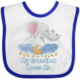 thumbnail image 3 of Inktastic My Grandma Loves Me Cute Elephants Clouds Moon and Stars Boys or Girls Baby Bib, 3 of 4