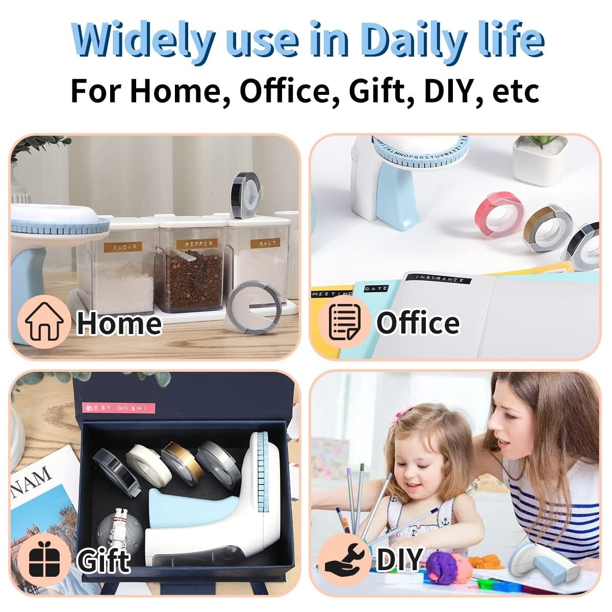 Embossed Labeler, A Portable Handheld Label Printer with 3D Embossing Tape ,Fast-Drying Ink with Crisp Output