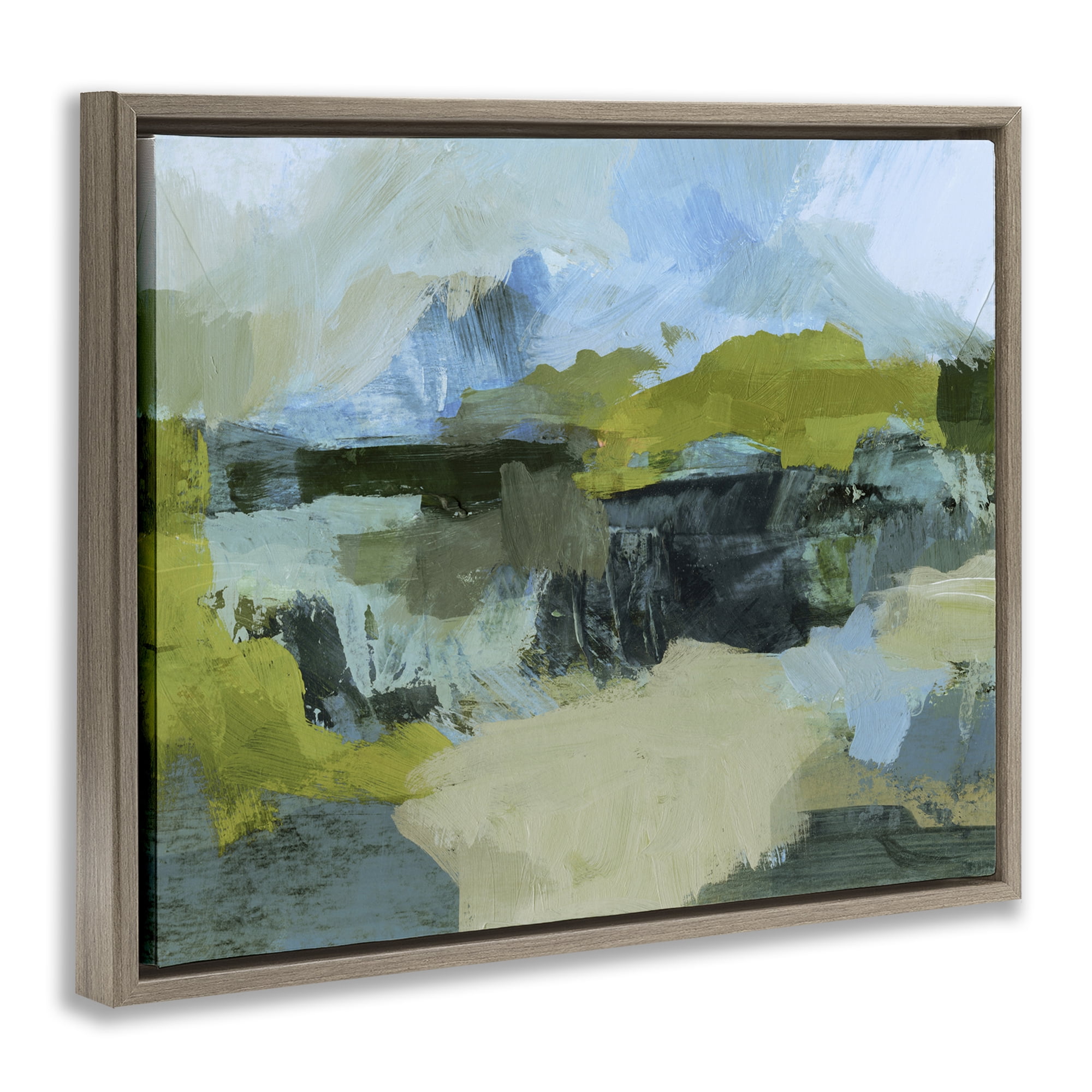 Stupell Industries Expressive Landscape Abstract Abstract Painting Brown Floater Framed Canvas Art Print Wall Art, 31 x 25