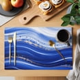 thumbnail image 2 of Blue Waves Abstract Placemats Set of 4, Ocean Fluid Gradient Luxury Placemats for Dining Table, Place Mats for Kitchen Tabletop, Waterproof Wipeable Dining Table Mats Set, 2 of 9