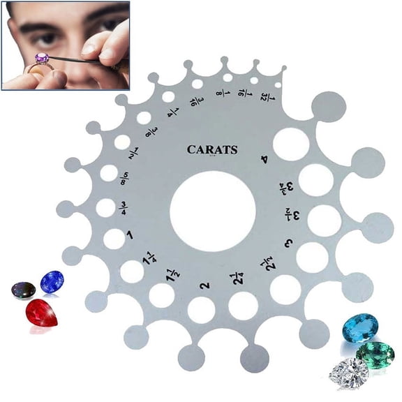Aluminum Stone and Mounting Gauge w/ Millimeter and Carat Measurements Jewelry