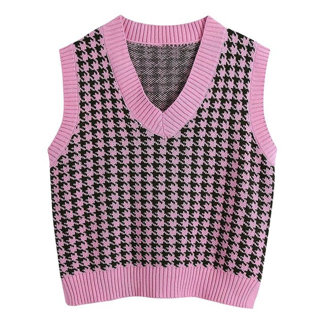 EGNMCR Cardigans pour Femmes, Chandails pour Femmes Chandail Décontracté à Col en V pour Femme Chandail Sans Manches à Col en V à Enfiler Couleur Contrastée Gilet pour Femme Chandail pour Femme
