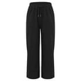 thumbnail image 6 of felwors Womens Wide Leg Pants Elastic Waist Trousers Casual Palazzo Pants with Pockets Black, M, 6 of 8