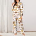 thumbnail image 3 of Kll Cute Bee Gnome Print Women'S Long Sleeve Pajamas With Pants Sleepwear Loungewear 2 Set-Small, 3 of 9