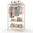 thumbnail image 1 of GloryStar Metal Rolling Garment Rack, Heavy Duty Clothes Organizer on Wheels with Adjustable Shelves and Side Hooks, 1 of 8