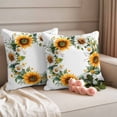 thumbnail image 2 of Spring Yellow Sunflower Wreath Pillow Covers 2 Pack Country Watercolor Floral Daisy Leaf Pillowcase Waterproof Outdoor Throw Pillow Cover for Patio Garden Square Cushion 20”x20”, 2 of 9