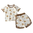 thumbnail image 4 of JUMEYU Girls' Pajama Sets Toddler Toddler Baby Girl Pajamas Loose Short Sleeve Set Sleepwear Homewear 6 12 Months (Brown,6-12 Months), 4 of 4