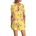 thumbnail image 2 of CALIPESSA Womens Summer Casual Floral Print Round Neck Drawstring Waist Tee Romper, 2 of 5