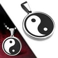 thumbnail image 2 of Stainless Steel Yin and Yang White Black Classic Pendant Necklace, 24", 2 of 3