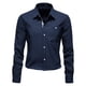 thumbnail image 1 of Nueva camisa de negocios ligera con botón de solapa informal de color sólido de manga larga Pompotops oipoqjl27080, 1 of 6