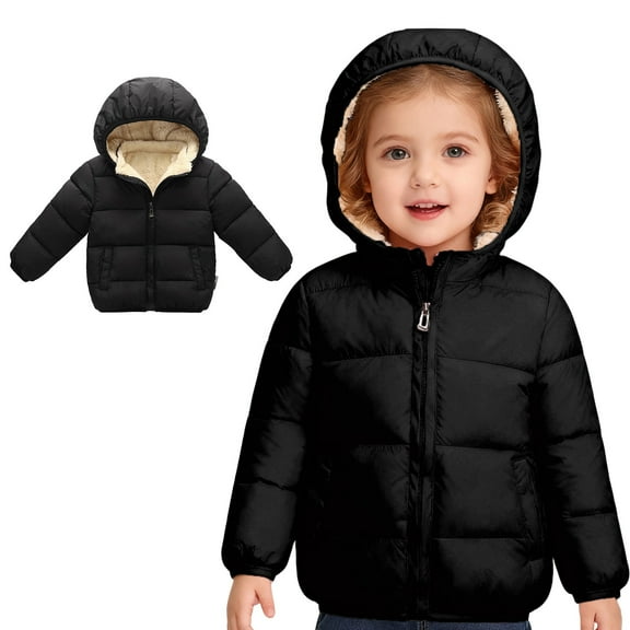 Kids Boys Winter Coats Girls Puffer Jacket Zip up Long Sleeve Kids Warm Winter Coat Outerwear Hooded Down Jacket Boys Winter Jackets Size 4-5 Years