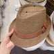 thumbnail image 2 of Sombrero de 56-58 cm de circunferencia para hombres y mujeres, sombrero de copa con cinturón, sombrero de ala corta, sombrero de jazz de verano, sombrero de paja con protección solar, 2 of 5