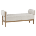 thumbnail image 1 of Bouclair Off White Fabric and Wood Bench, 1 of 7