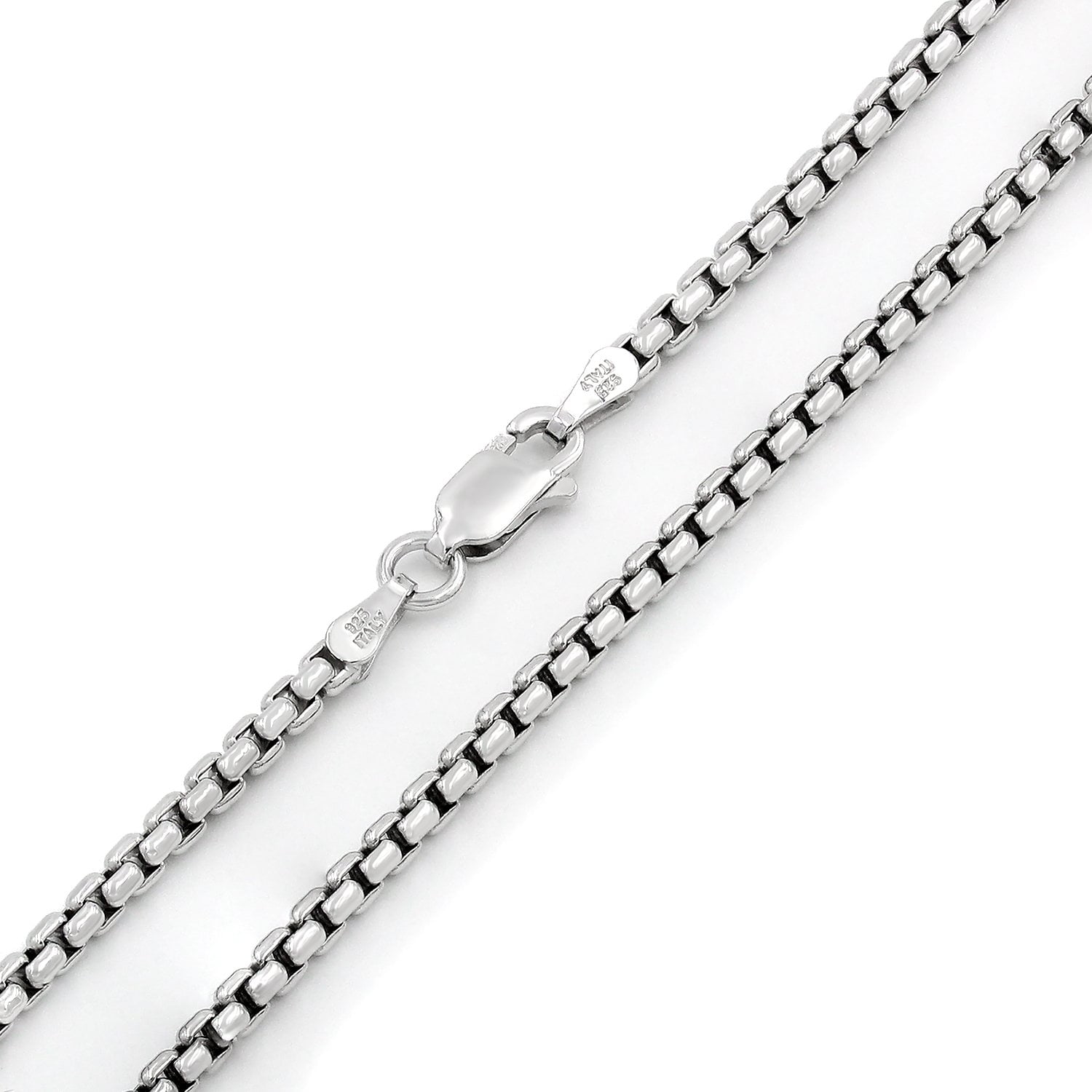 Solid 925 Sterling Silver 1.5mm Mirror Box Chain Necklace