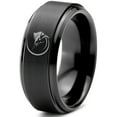 thumbnail image 1 of Tungsten Marlin Marlins Sea Animal Creature Fish Band Ring 8mm Men Women Comfort Fit Black Step Bevel Edge Brushed Polished, 1 of 4