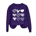 thumbnail image 4 of BLTIBY Valentine's Day Sweatshirts for Women Autumn Spring Crewneck Long Sleeve Funny Love Heart Graphic Valentines Shirts Casual Valentines Pullover Tops 2025 Purple M, 4 of 4