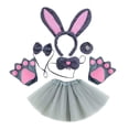 thumbnail image 2 of Conjunto de disfraz de conejo de Pascua Salvador diadema moderna para Cosplay Gris 6 piezas, 2 of 10