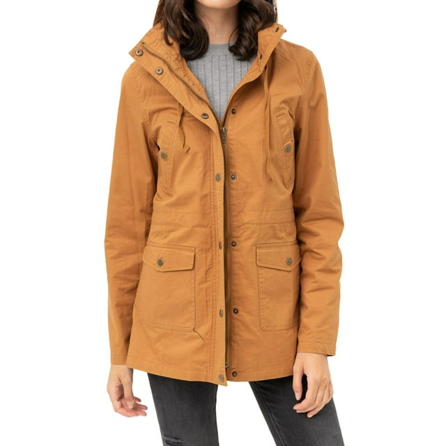 Women's Slim Fit Military Anorak Safari Utility Hoodie Jacket. Stylish hooded utility anorok jacket is trendy and comfortable.