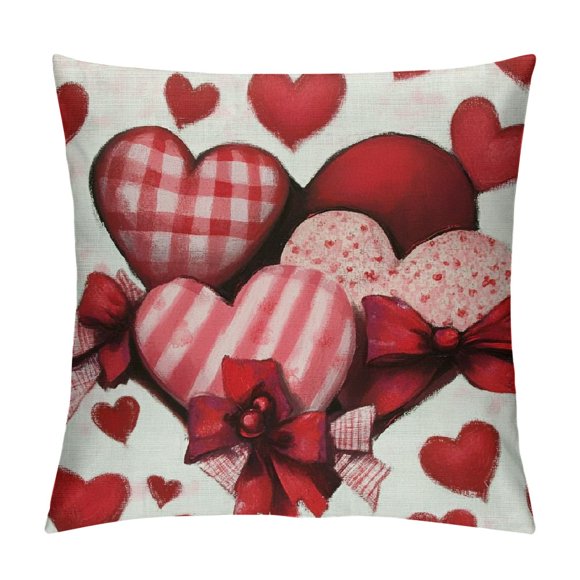 PHYHOO Valentine's Day Love Hearts Valentines Day Pillow Case Anniversary Valentines Day Decorative Holiday Throw Home Party Decor For Sofa Couch Bed 12x12in