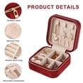 thumbnail image 3 of Travel velvet jewelry box, small portable organizer box with mirror, girl's mini gift box, ringoxblood red, 3 of 5