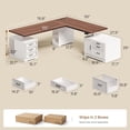 thumbnail image 2 of 76.8" Farmhouse L Shaped Electric Standing Desk with 6 Drawers and File Cabinet, Height Adjustable Computer Desk, Home Office Desk, 2 of 8