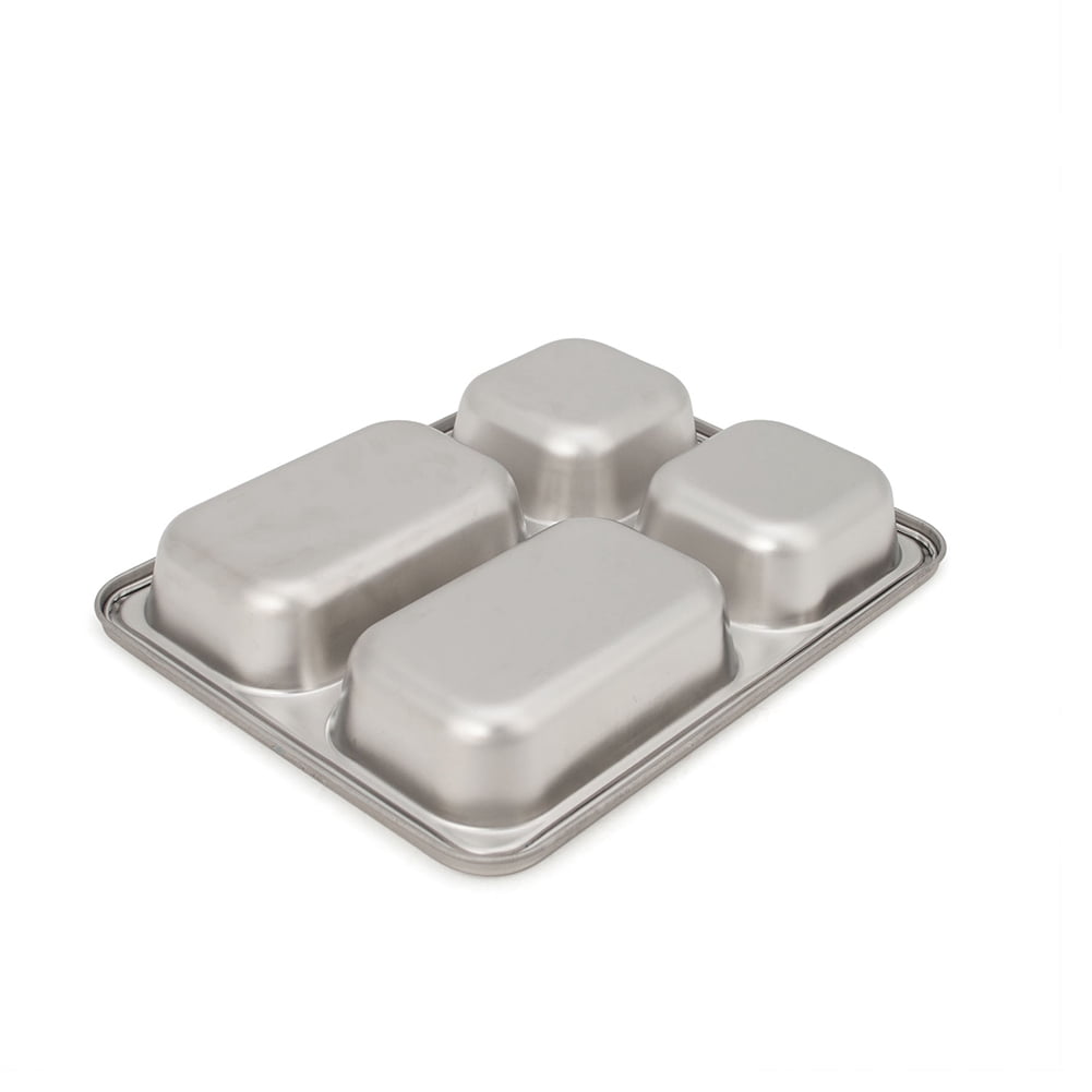 Aspire Bento Lunch Box With Stainless Steel Lid, Divided Food Plate, 3 Sets-4 Sections